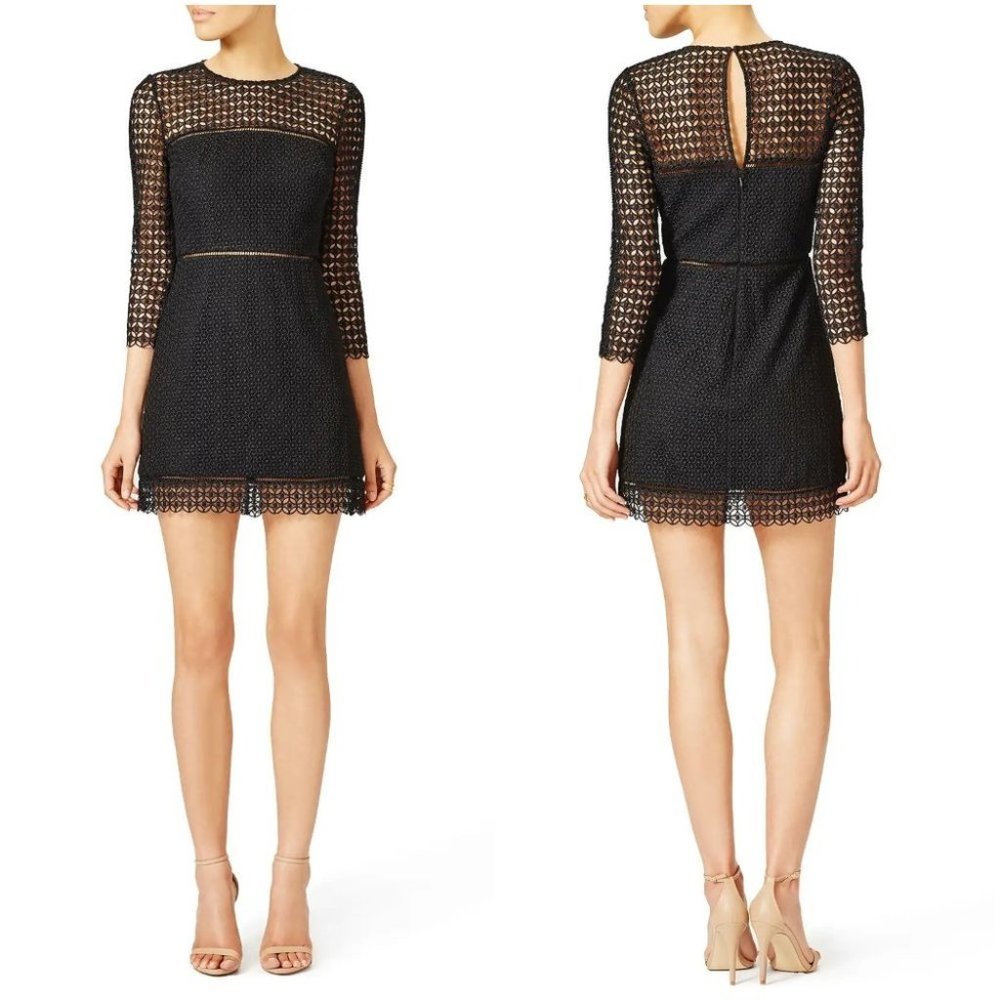 Cynthia Rowley Black Lace Geo Sheath Dress $450